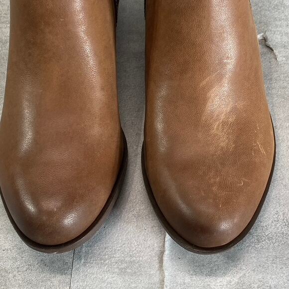 LUCKY BRAND Women's Toffee Barillos Leather Basel Double Side-Zip Block-Heel - Picture 10 of 13